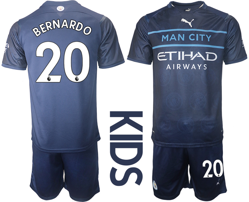 Youth 2021-2022 Club Manchester City away blue #20 Soccer Jersey